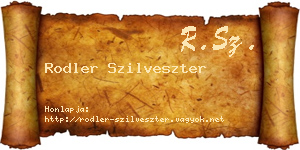 Rodler Szilveszter névjegykártya